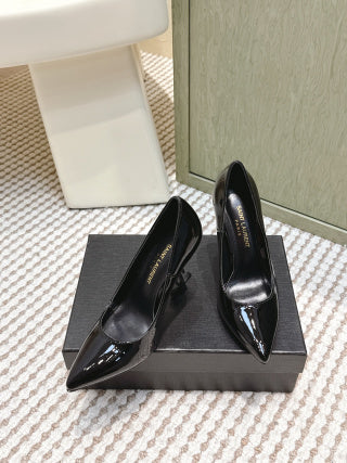 YSL 26ss High Heel Pumps 85 Black Patent Leather Black 654698