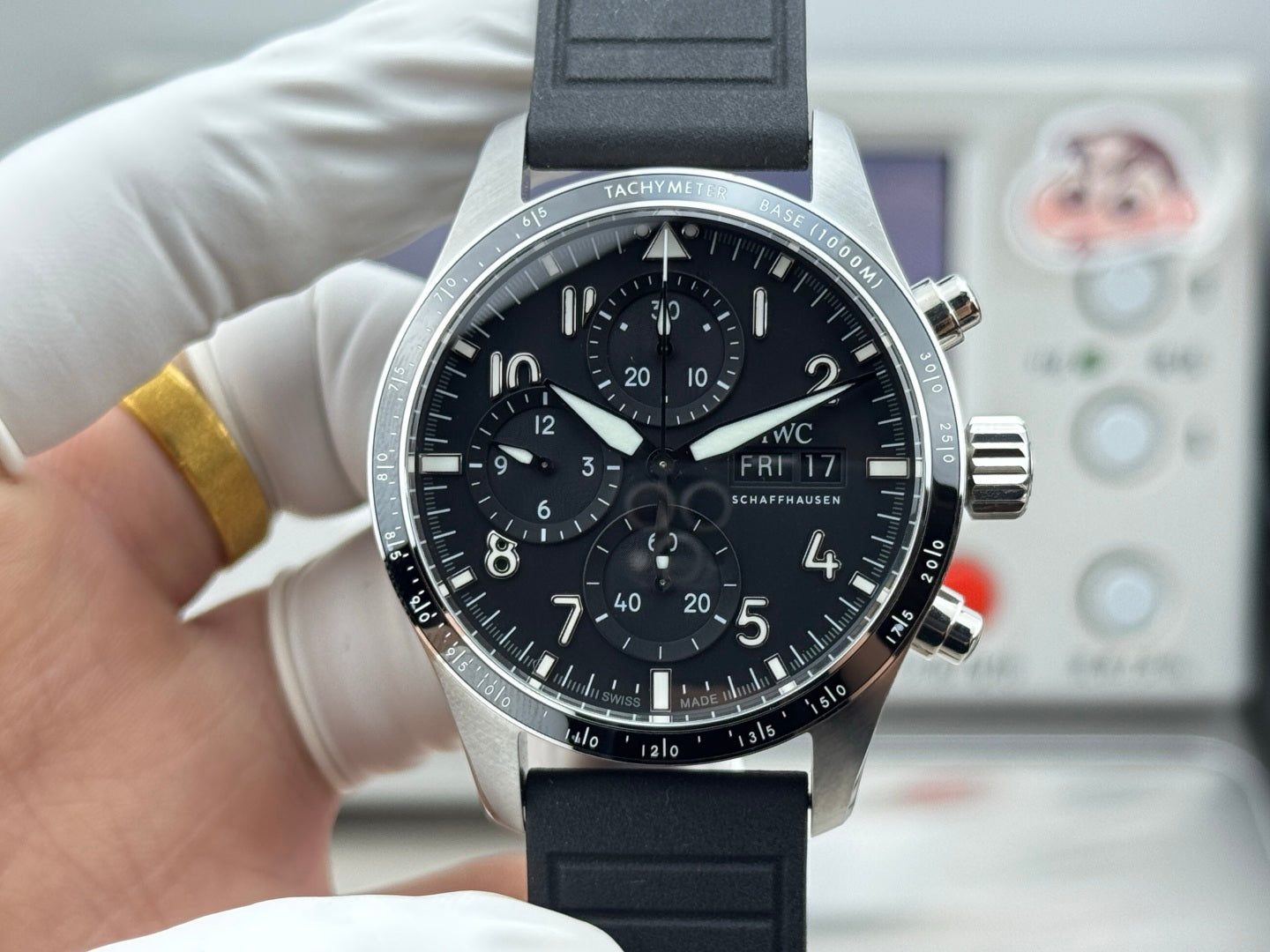 IWC Pilot's Chronograph 41 Black Dial Rubber Strap