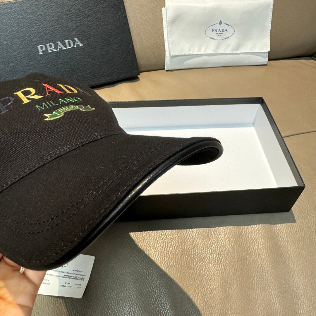 Prada Embroidered Logo Baseball Cap Cotton 280833