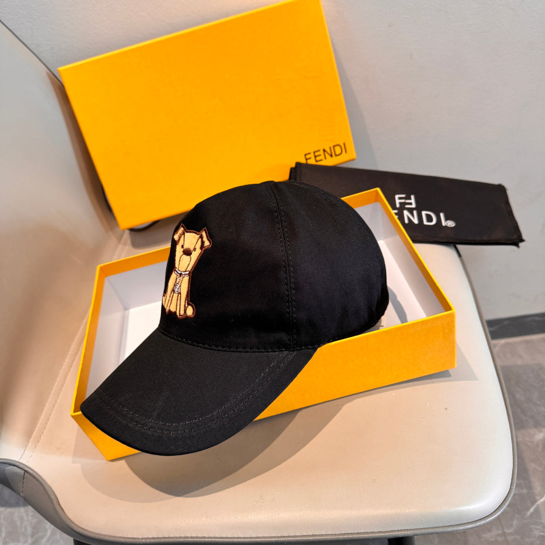 Fendi Baseball Cap with Dog Embroidery 295235