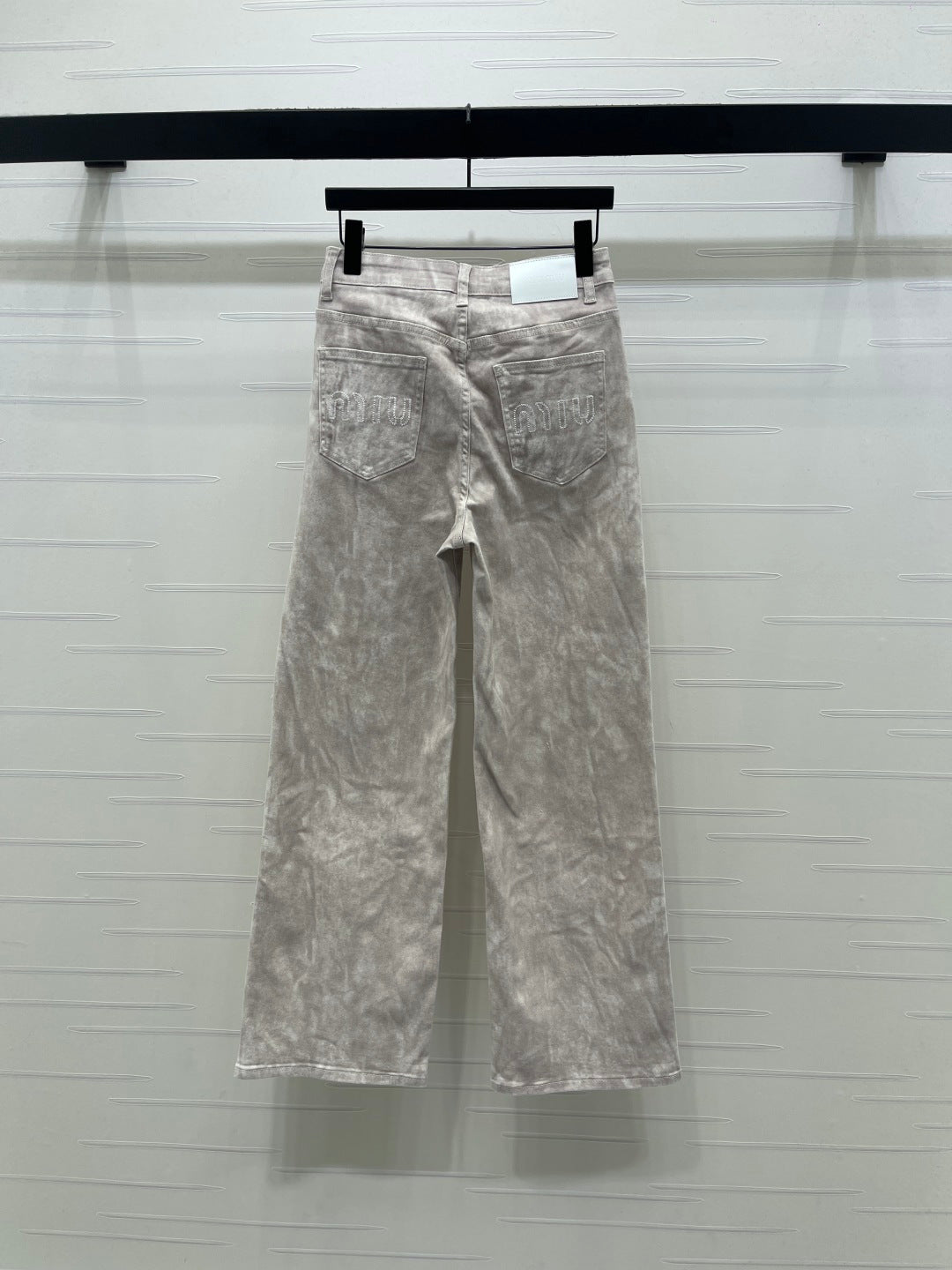 Miumiu 2026 Straight Leg Jeans Beige and Pink Cotton 352472