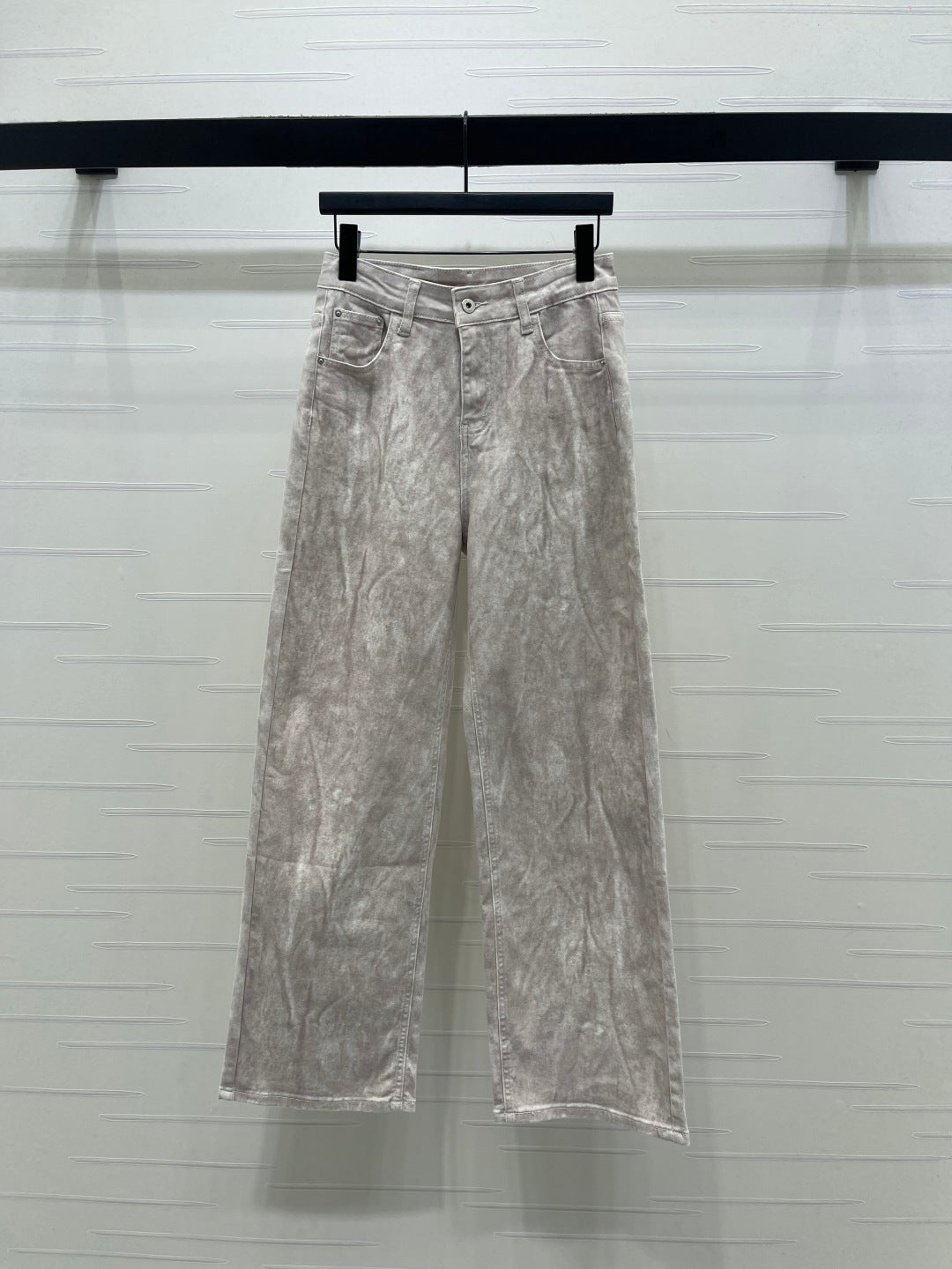 Miumiu 2026 Straight Leg Jeans Beige and Pink Cotton 352472