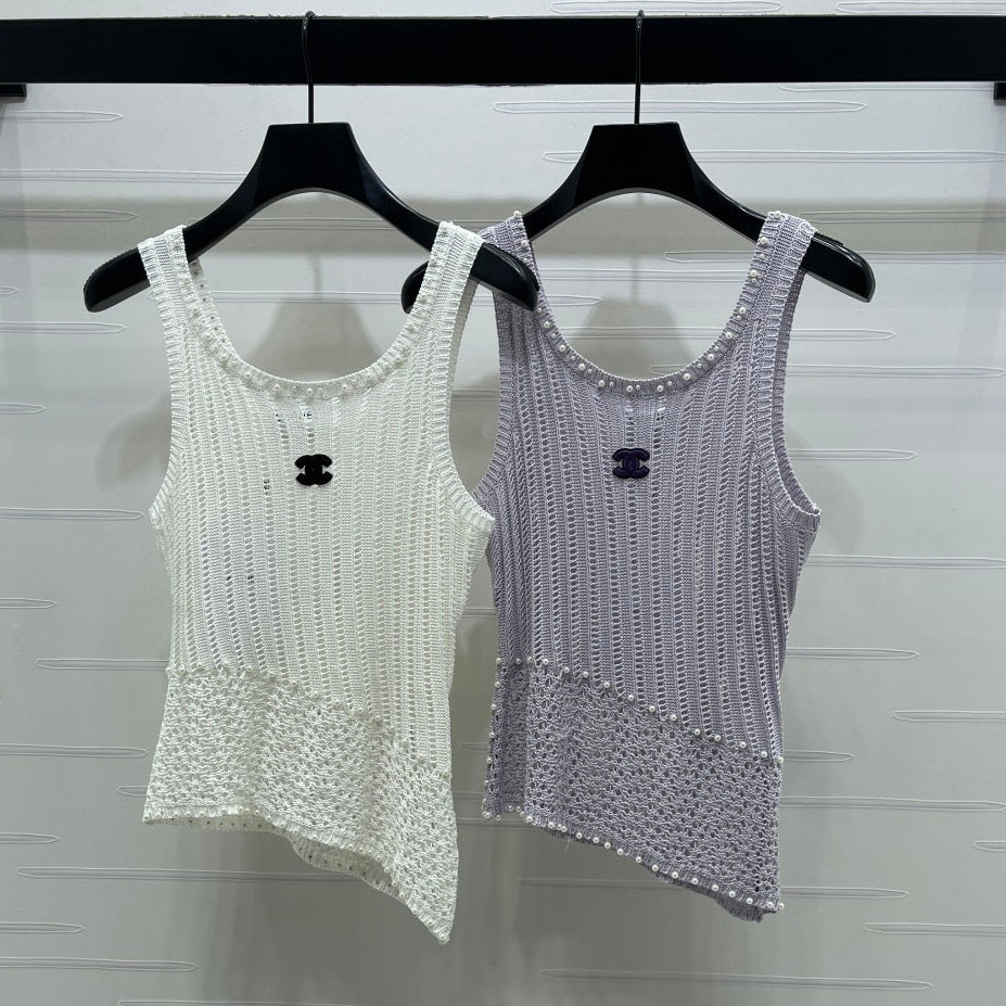 Chanel 2026 Vest Purple and White Wool 704599