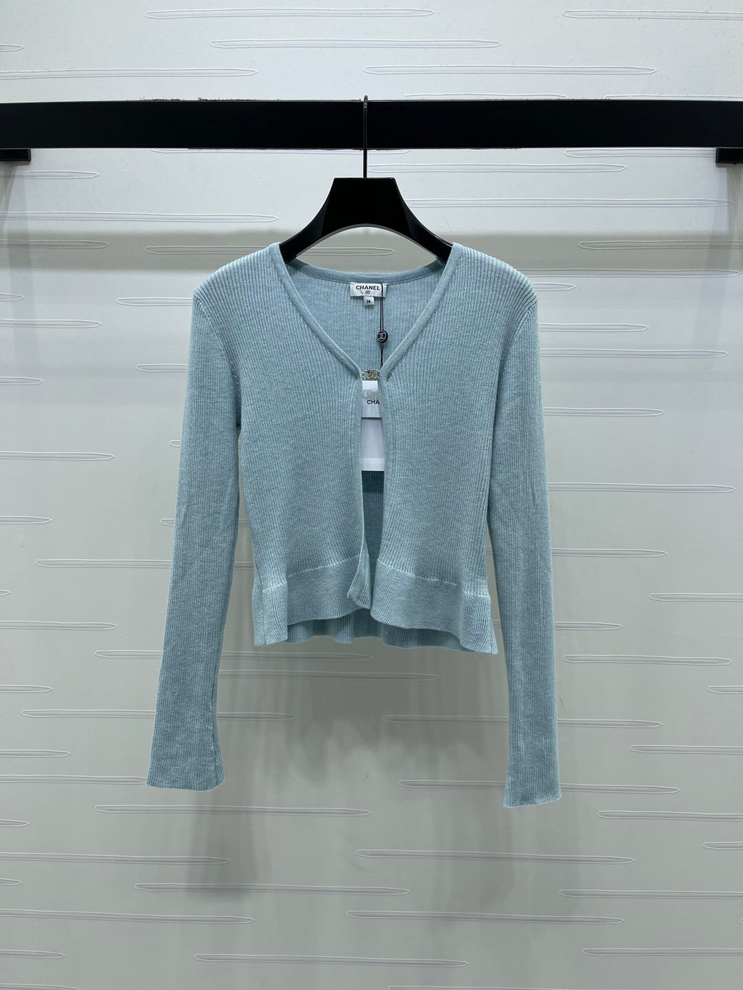 Chanel 2026 Two-piece Camisole And Cardigan Set Blue Cream Wool Cashmere