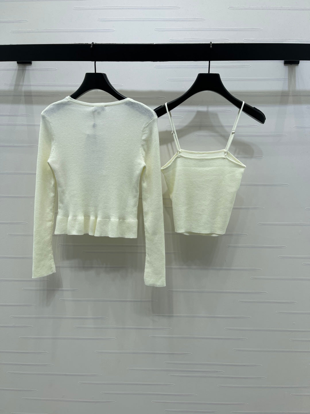 Chanel 2026 Two-piece Camisole And Cardigan Set Blue Cream Wool Cashmere