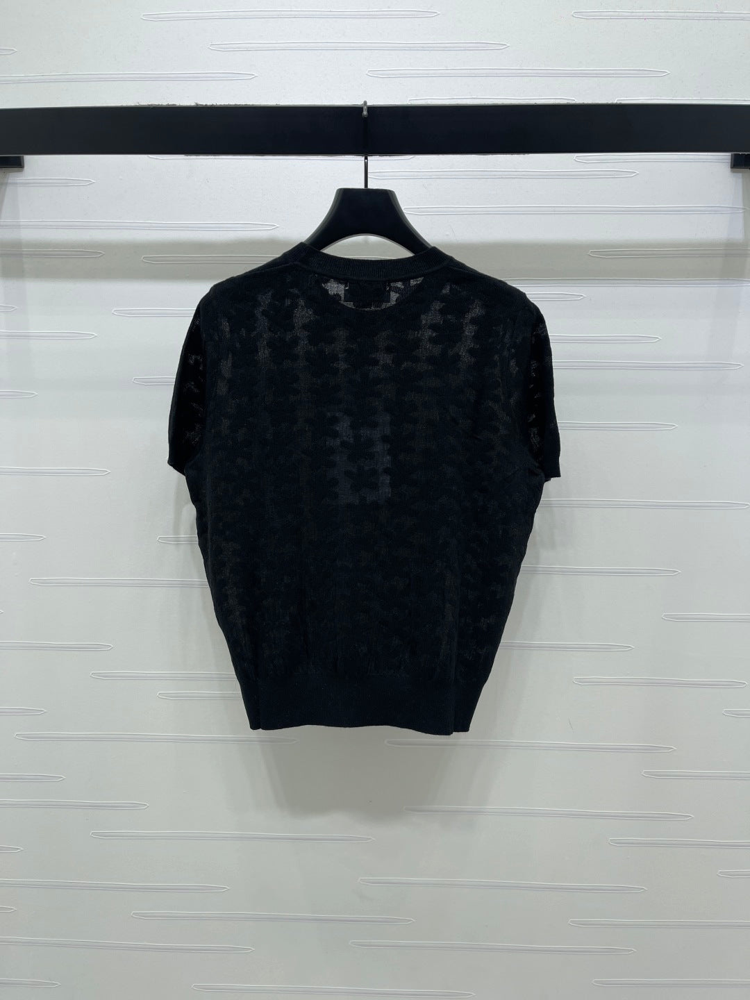 Chanel 2026 Floral Pattern Knit Short-Sleeve T-Shirt Wool 355636
