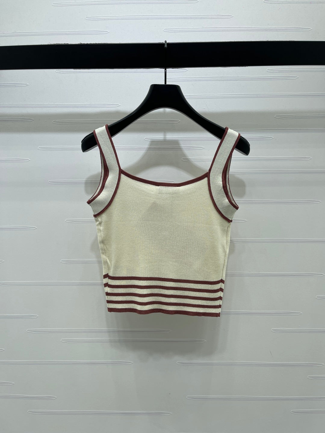 Miumiu 2026 Knitted Striped Camisole Cream and White Wool Cashmere 356492