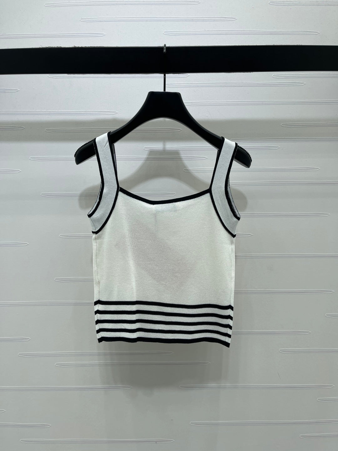 Miumiu 2026 Knitted Striped Camisole Cream and White Wool Cashmere 356492