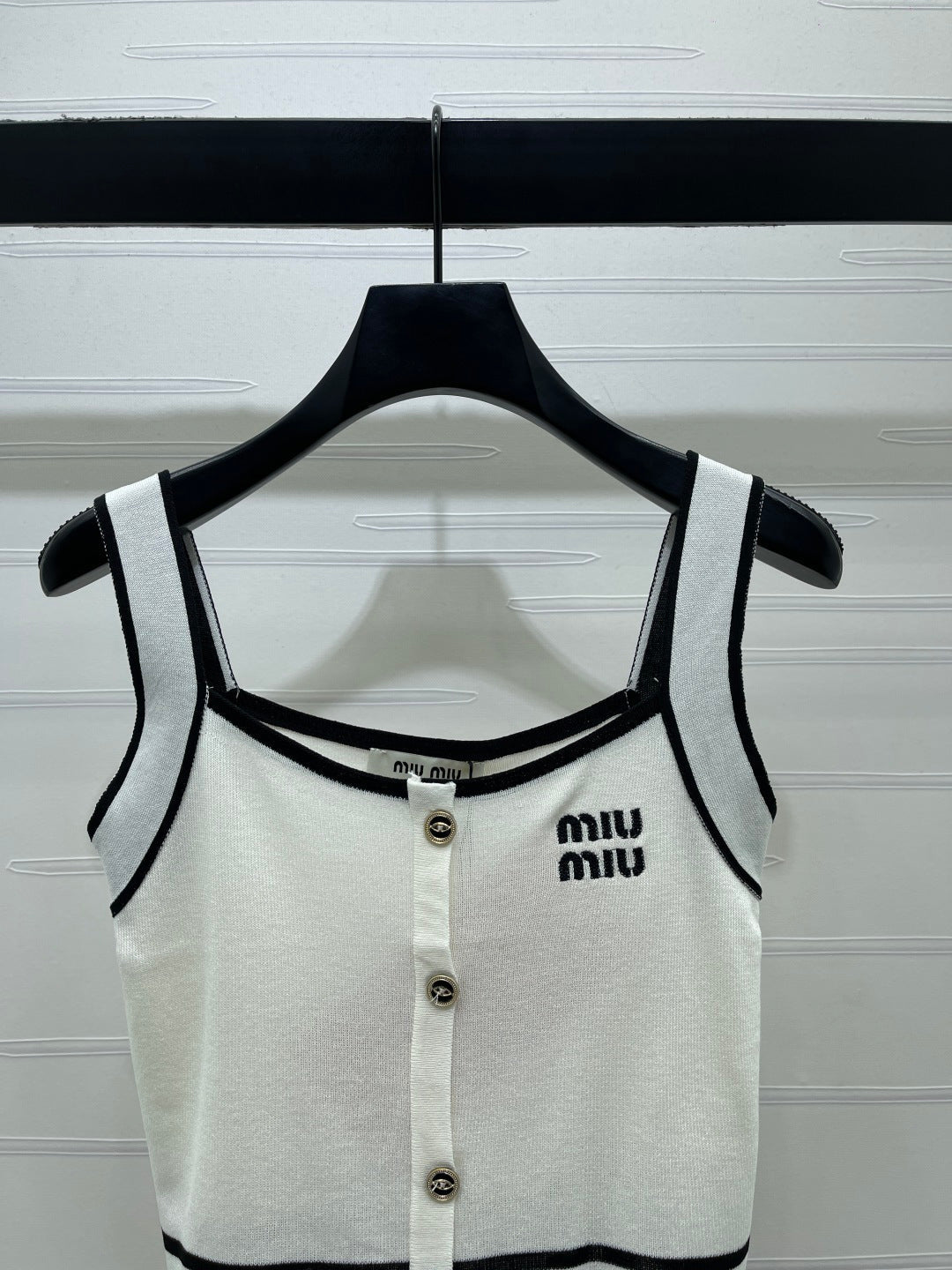 Miumiu 2026 Knitted Striped Camisole Cream and White Wool Cashmere 356492