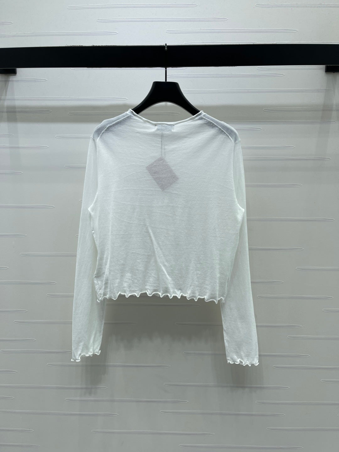 Miumiu 2026 Crew Neck Knit Long-Sleeve Cardigan White and Blue Cotton 356469