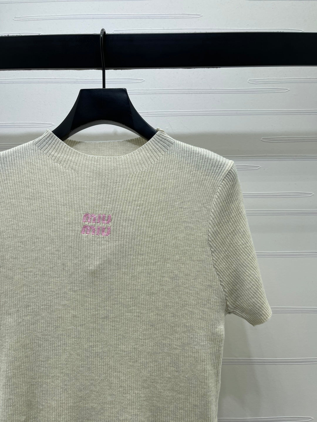 Miumiu 2026 Crew Neck Knit Short-sleeved Top Wool 356519