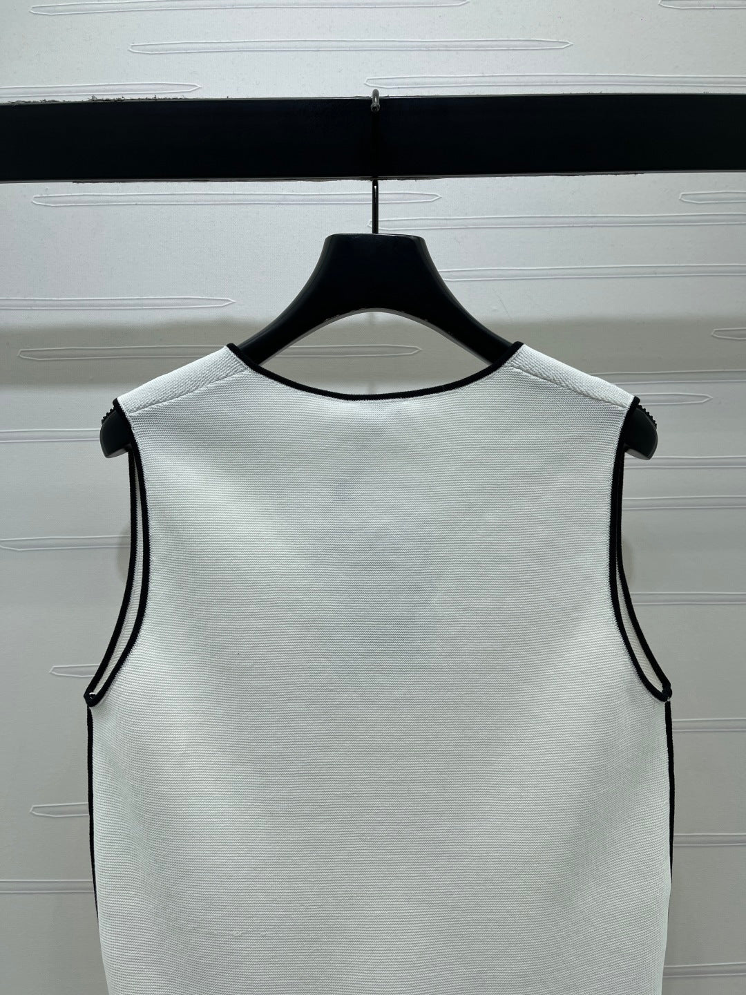 Chanel 2026Knitted V-neck Vest Black White Cotton 356406