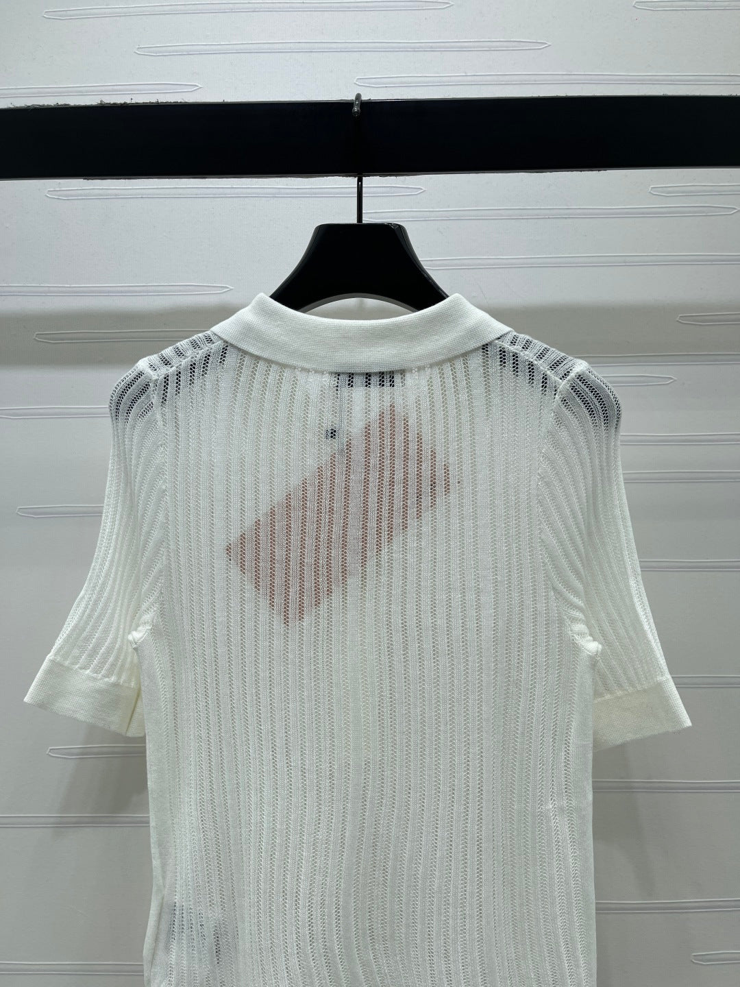 Miumiu 2026 Hollow-out Polo Knit Short-Sleeve T-Shirt Wool Cashmere 356485