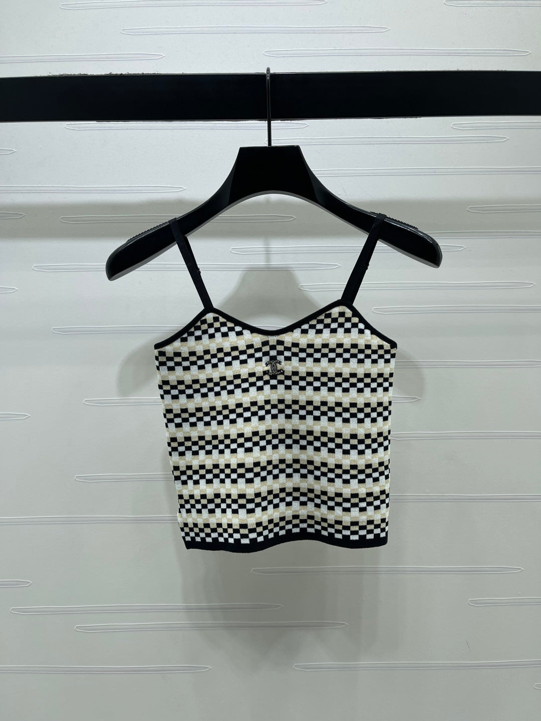 Chanel 2026 Checkerboard Knit Camisole Wool 366356