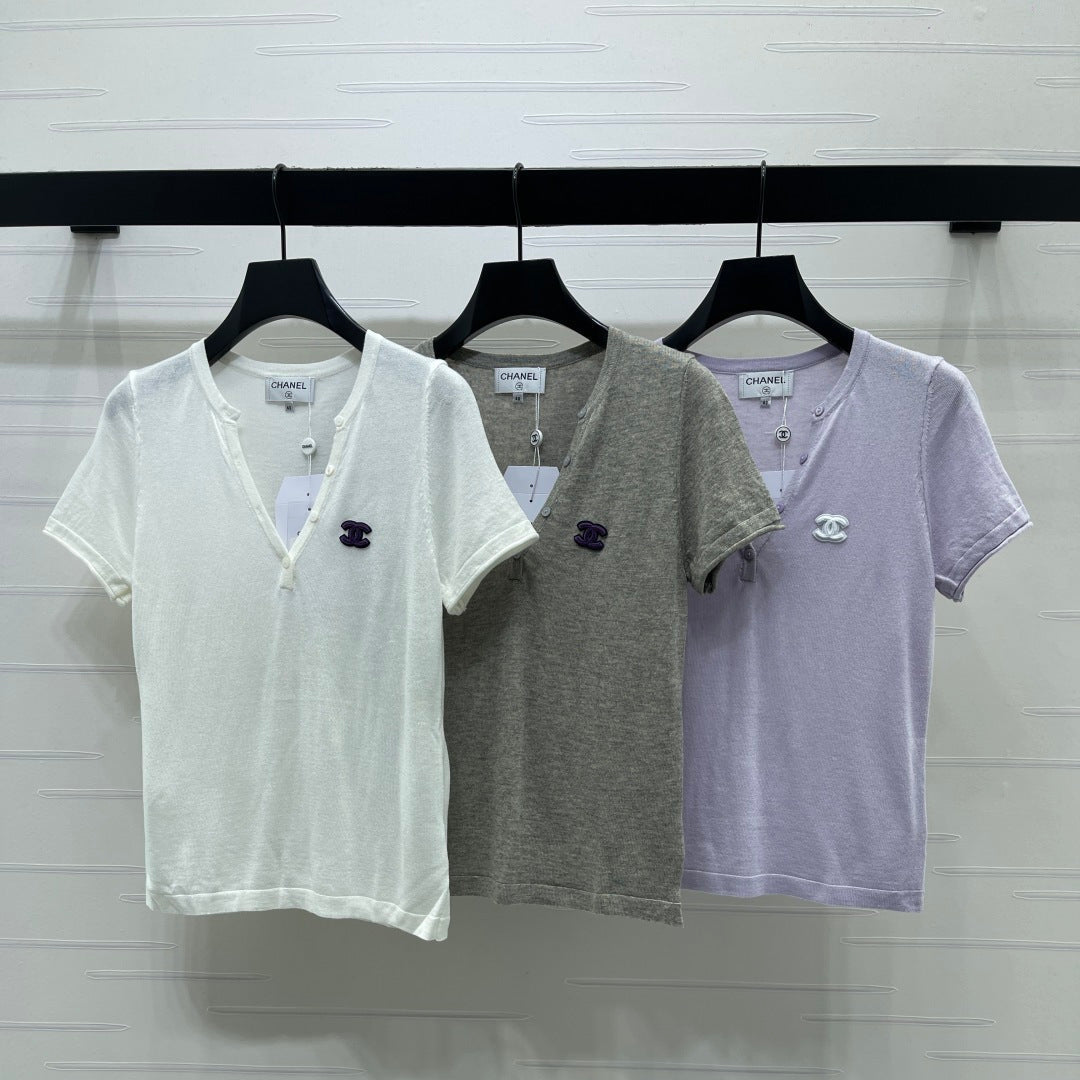 Chanel 2026 V-neck Short-sleeve Shirt Wool Cashmere
