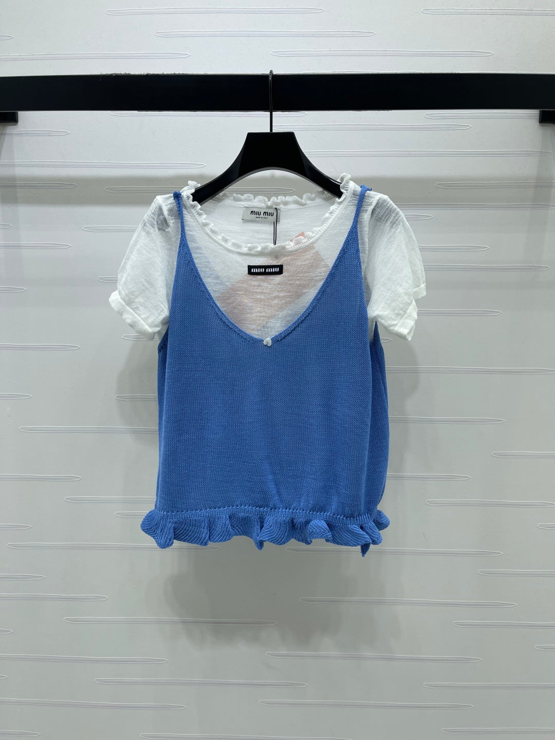 Miumiu 2026 Two-piece Layered Knit Top Wool Linen