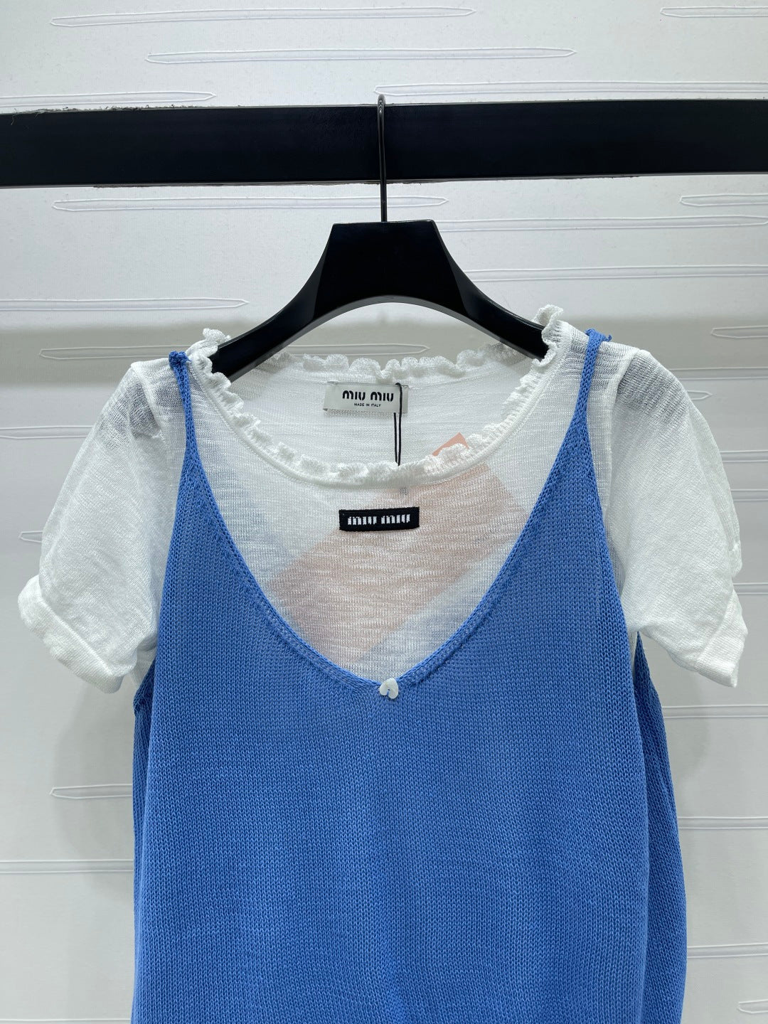 Miumiu 2026 Two-piece Layered Knit Top Wool Linen