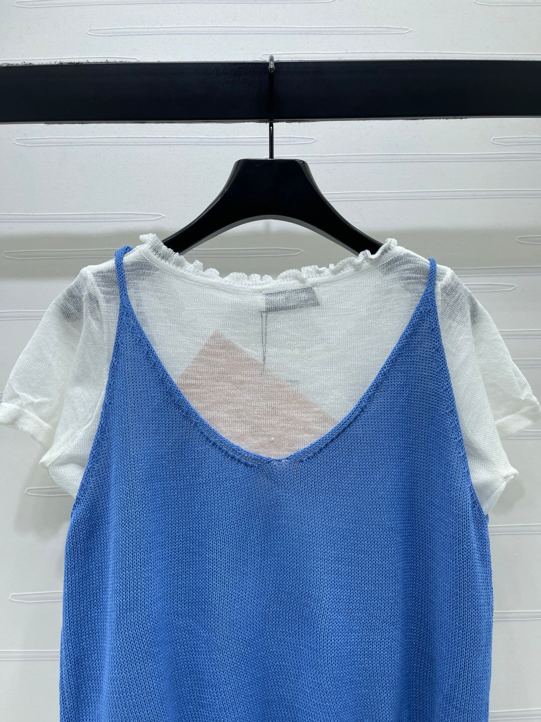 Miumiu 2026 Two-piece Layered Knit Top Wool Linen