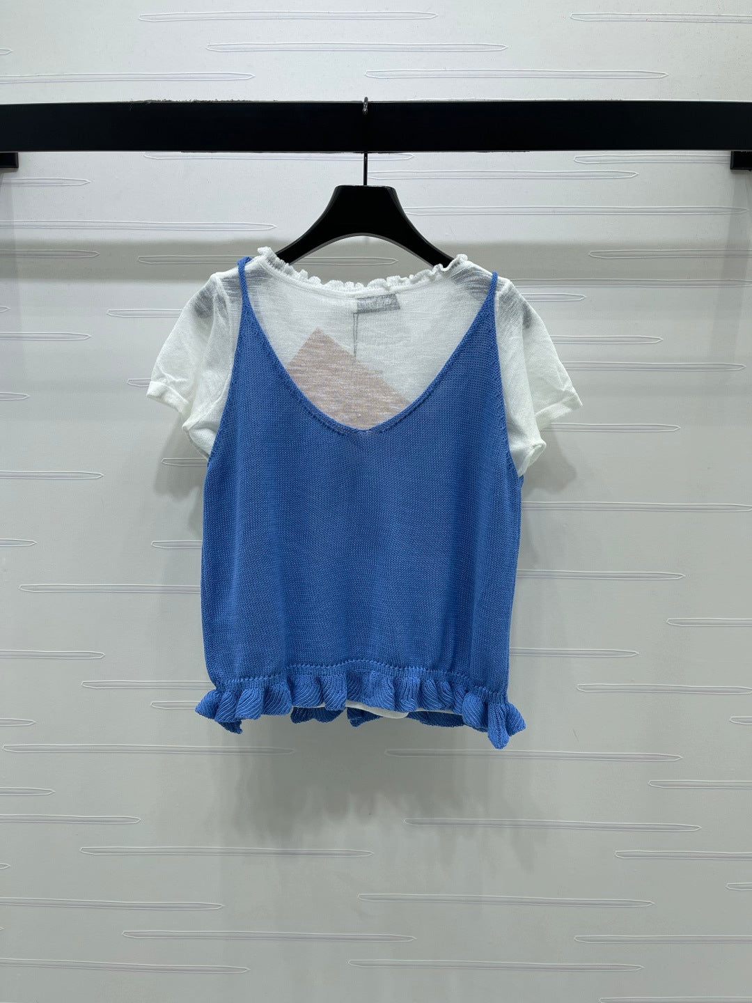 Miumiu 2026 Two-piece Layered Knit Top Wool Linen