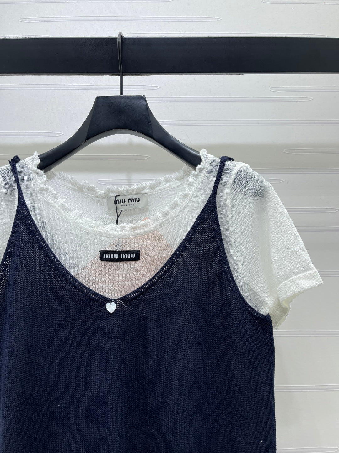 Miumiu 2026 Two-piece Layered Knit Top Wool Linen