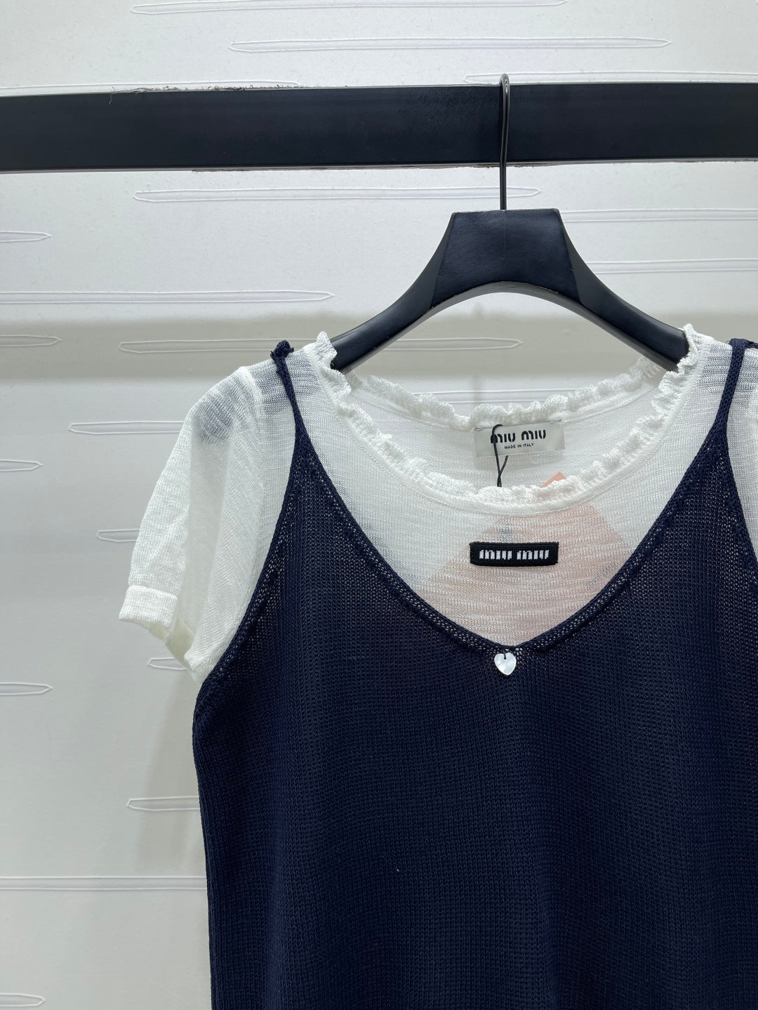 Miumiu 2026 Two-piece Layered Knit Top Wool Linen