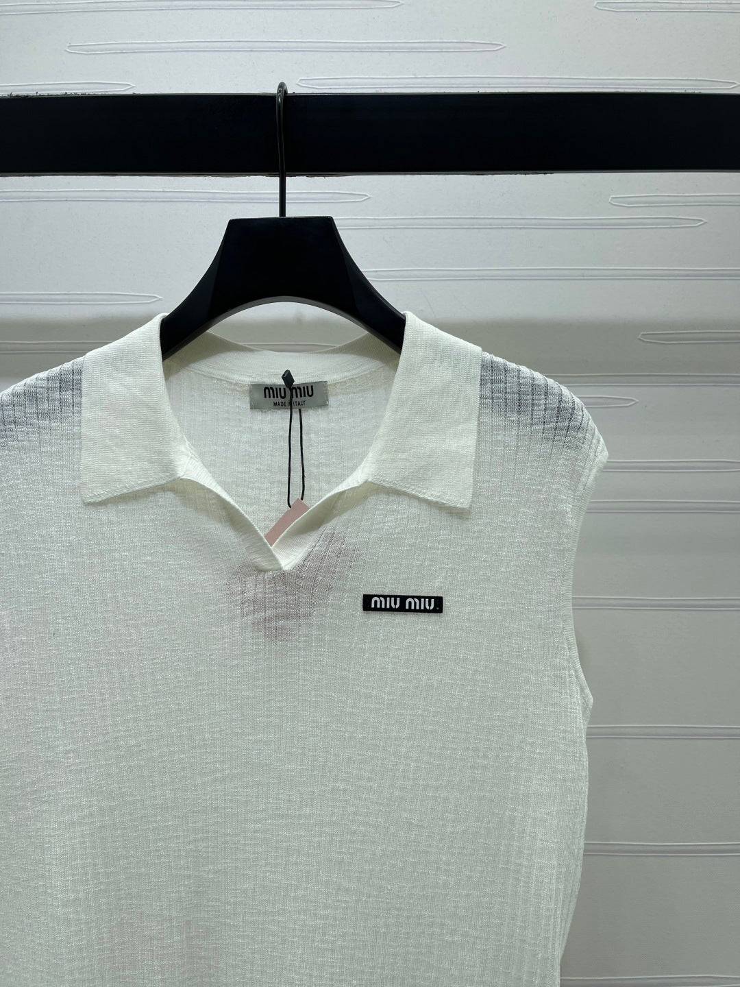 Miumiu 2026 Sleeveless Shirt White Gray Blue Pink Wool