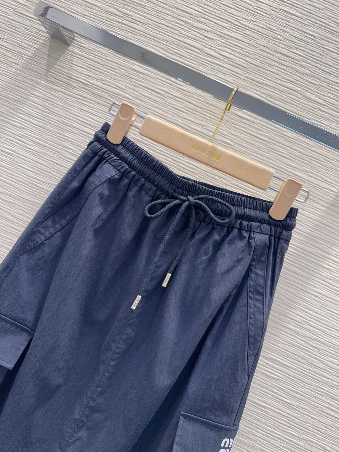 Miu Miu 2026 Long Skirt  Khaki and Navy Blue Cotton Nylon