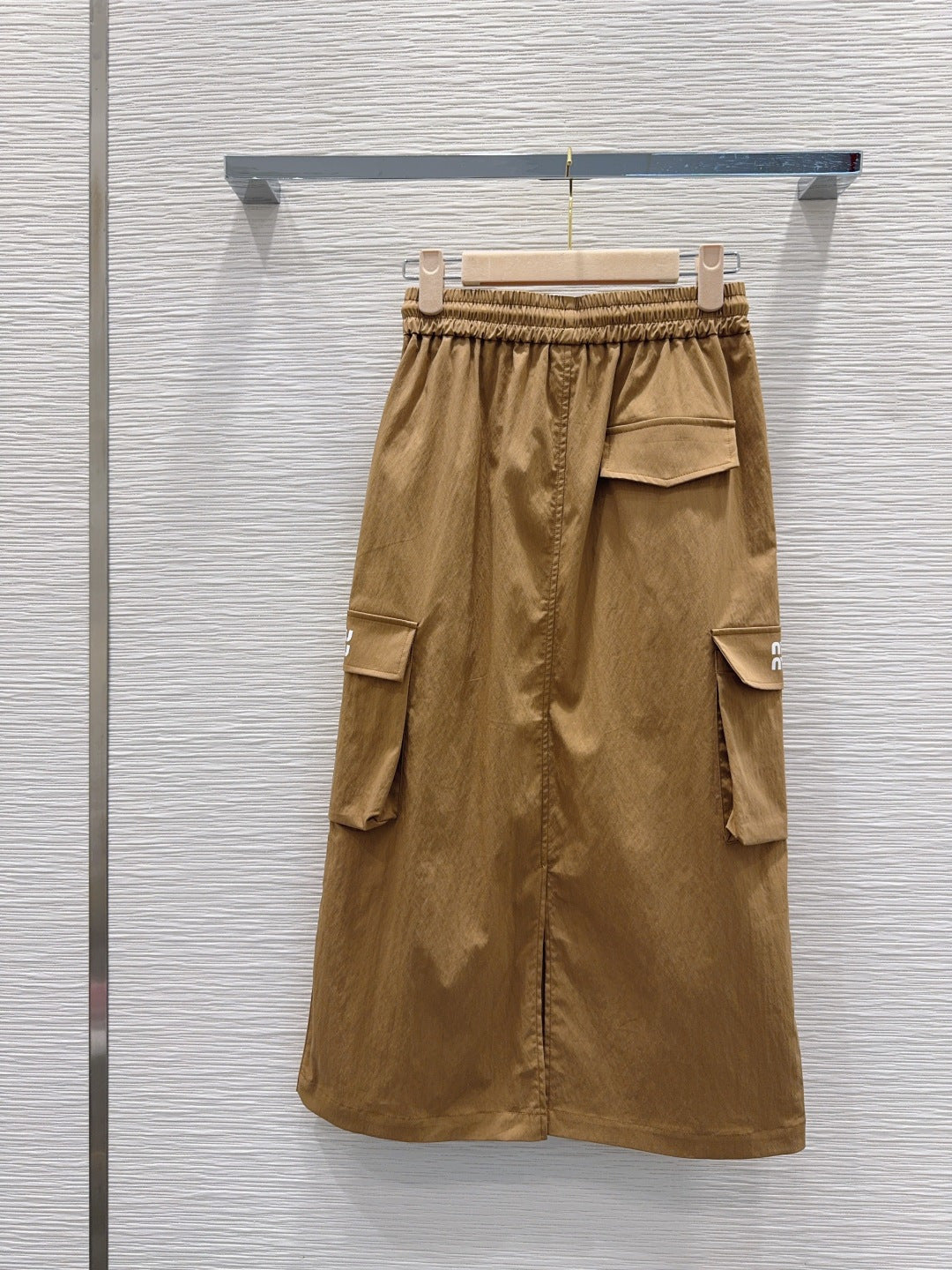 Miu Miu 2026 Long Skirt  Khaki and Navy Blue Cotton Nylon