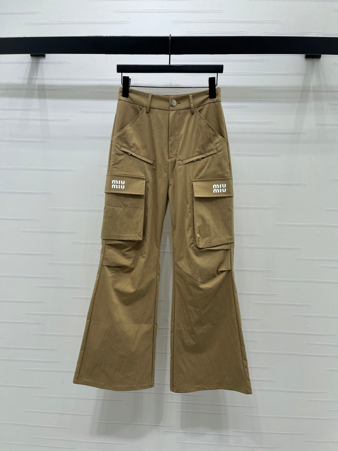 Miu Miu 2026 Pant Khaki and Navy Blue Cotton Nylon