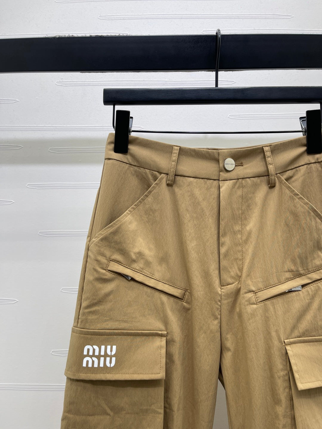 Miu Miu 2026 Pant Khaki and Navy Blue Cotton Nylon