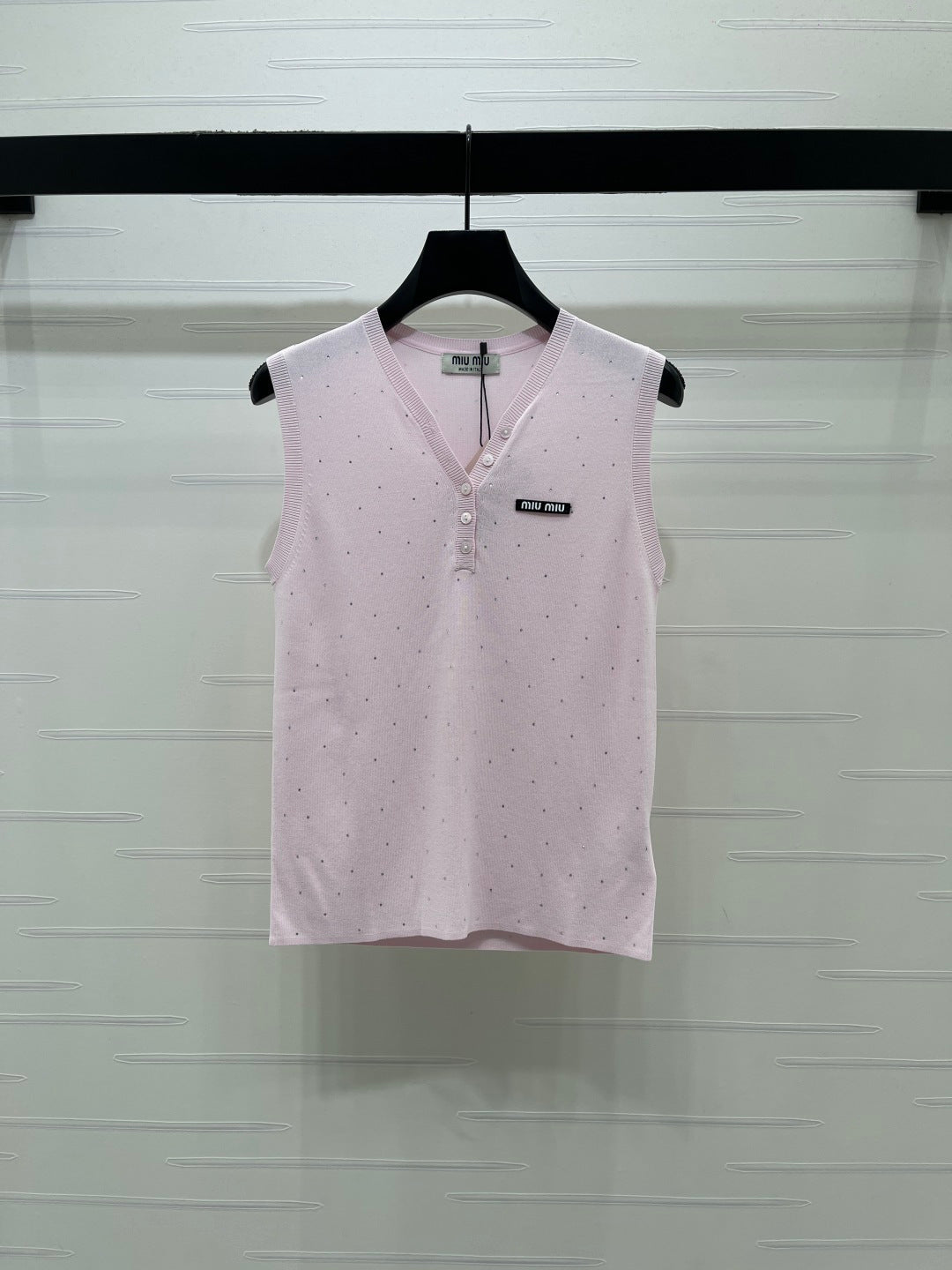 Miumiu 2026 Sleeveless Knit Top Pink White Black Blue Wool