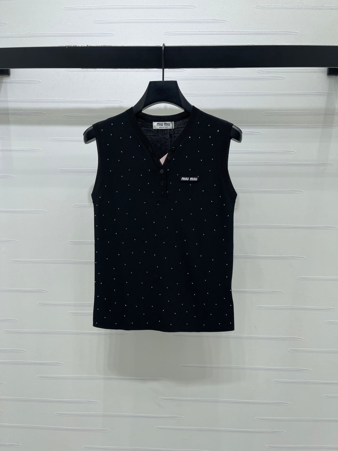 Miumiu 2026 Sleeveless Knit Top Pink White Black Blue Wool