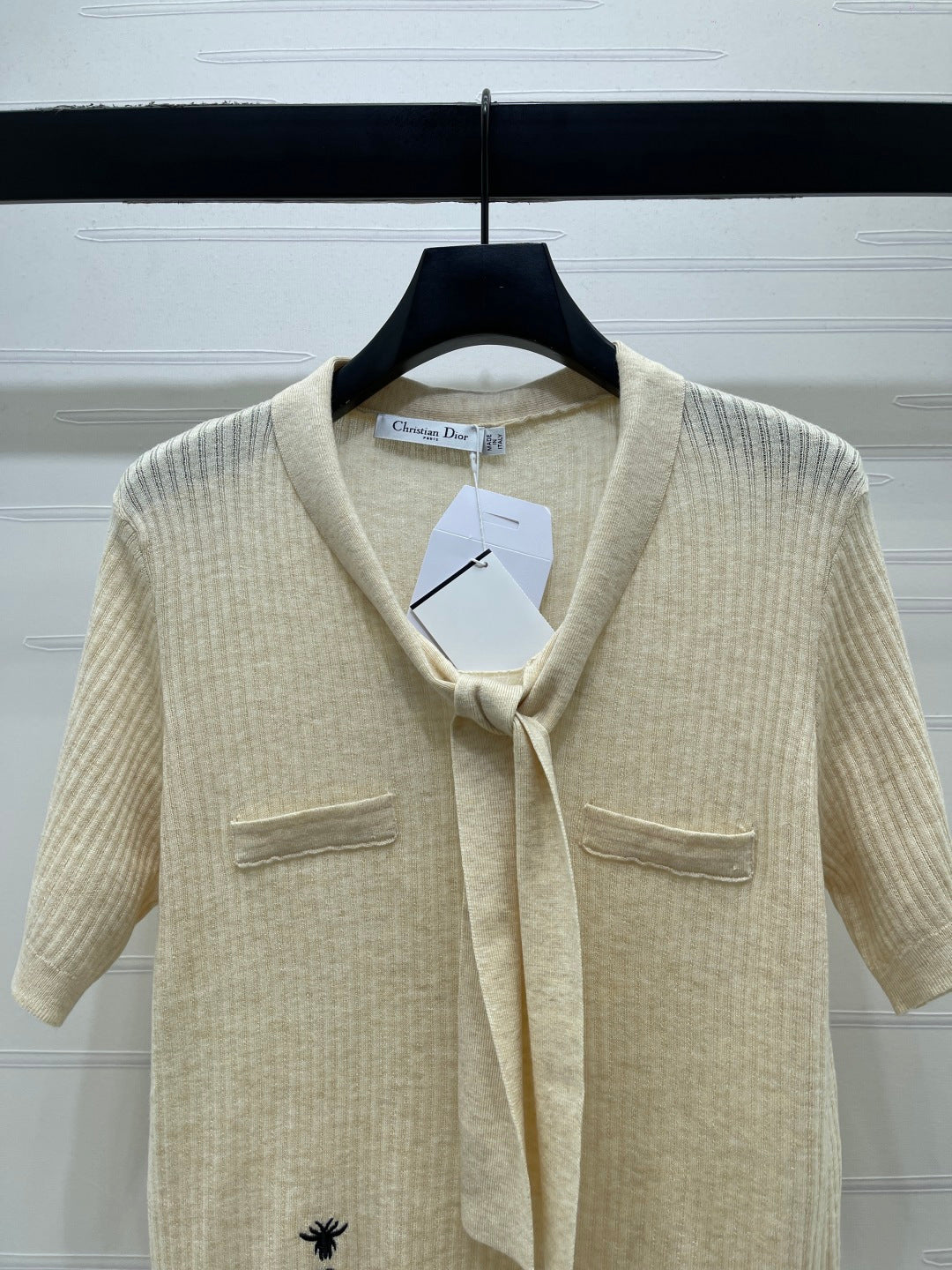 Dior 2026 Short-sleeved Knitted Polo Shirt White Beige Wool