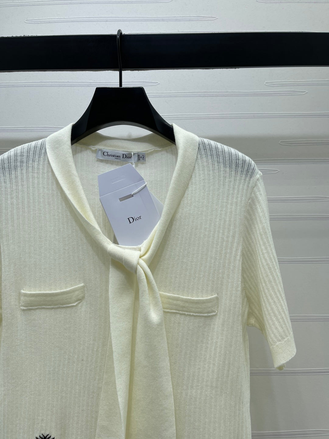 Dior 2026 Short-sleeved Knitted Polo Shirt White Beige Wool