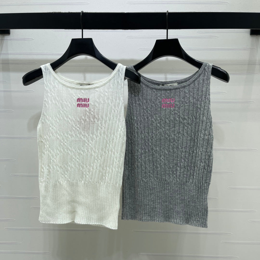 Miumiu 2026 Vest White and Gray Wool