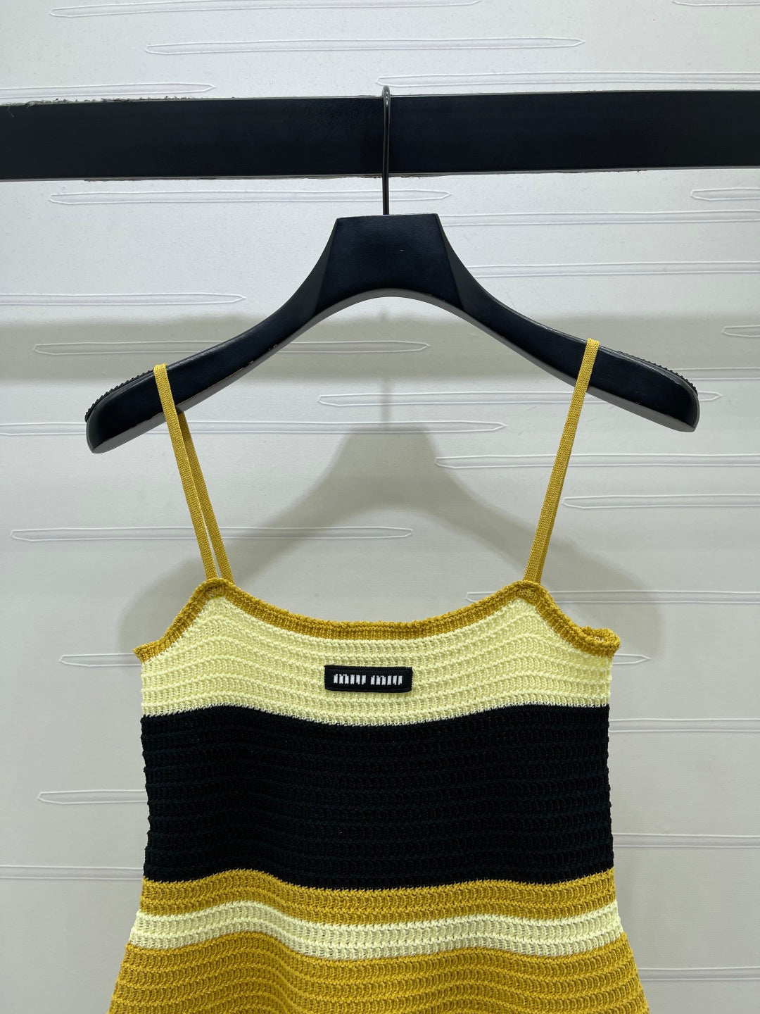 Miu Miu 2026 Striped Knit Tank Top Blue and Yellow Wool