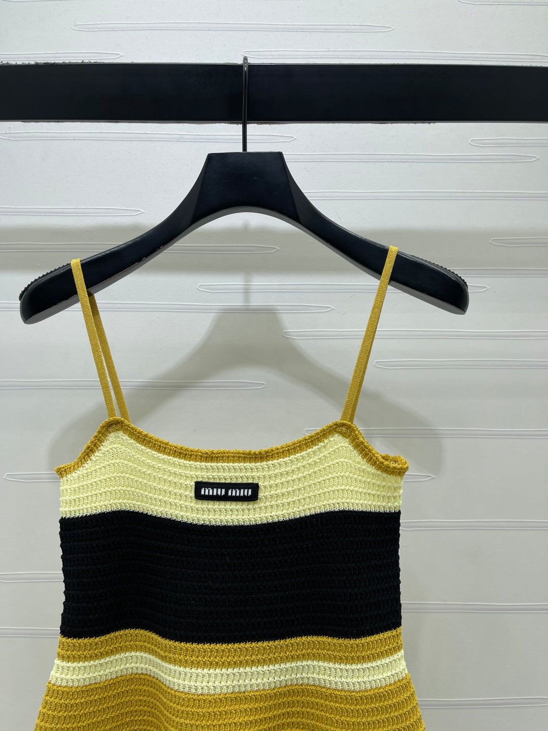 Miu Miu 2026 Striped Knit Tank Top Blue and Yellow Wool