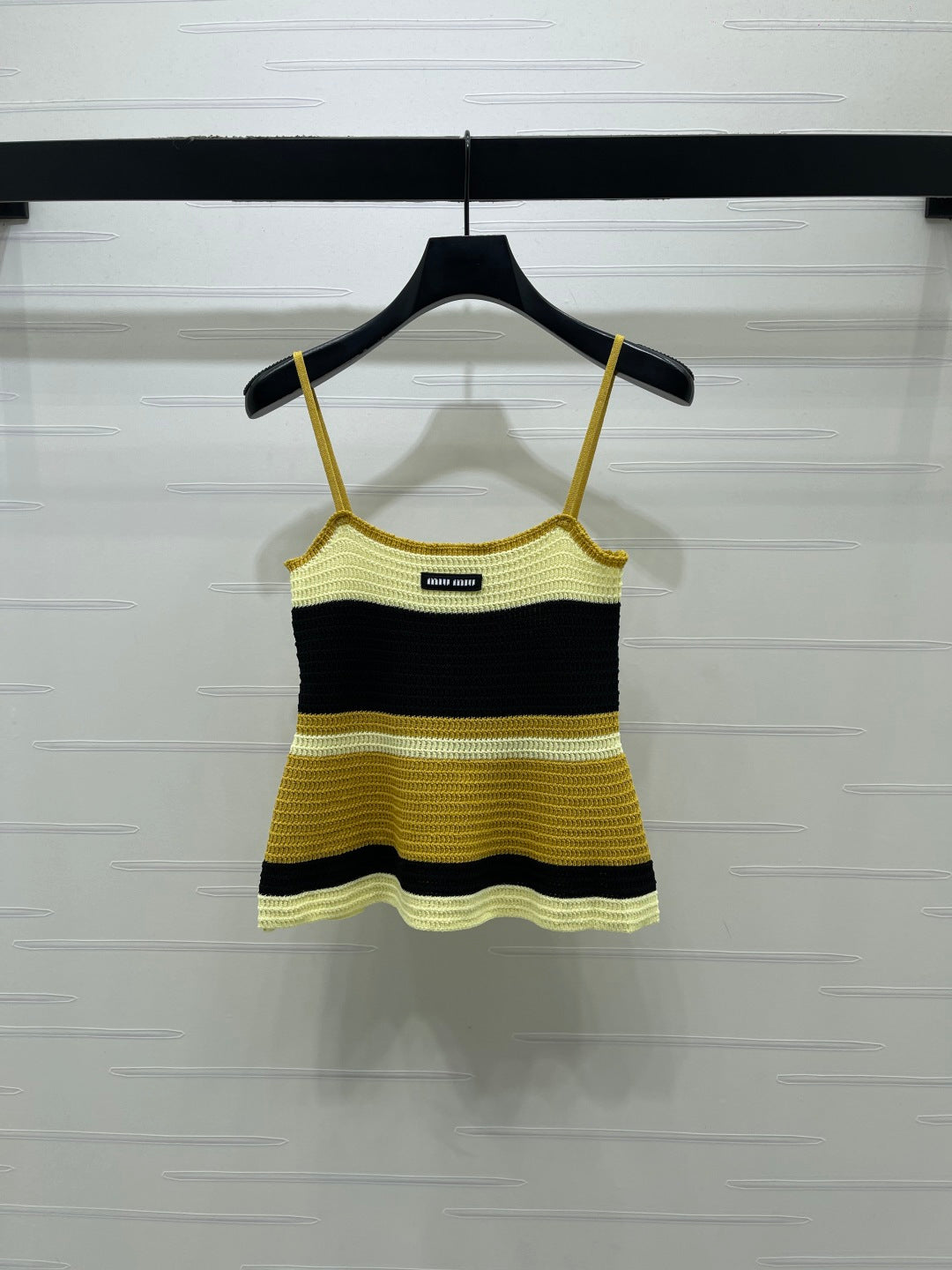 Miu Miu 2026 Striped Knit Tank Top Blue and Yellow Wool