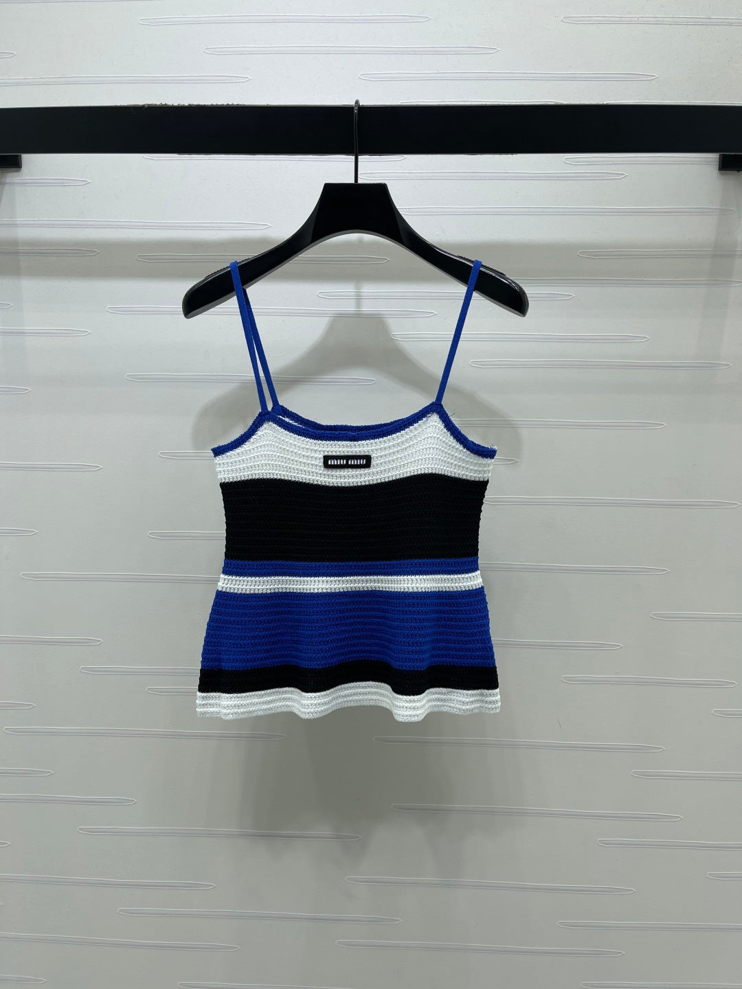 Miu Miu 2026 Striped Knit Tank Top Blue and Yellow Wool