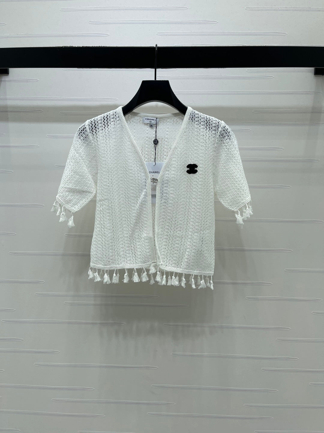 Chanel 2026 Crochet Knitted Cardigan Black and White Cotton