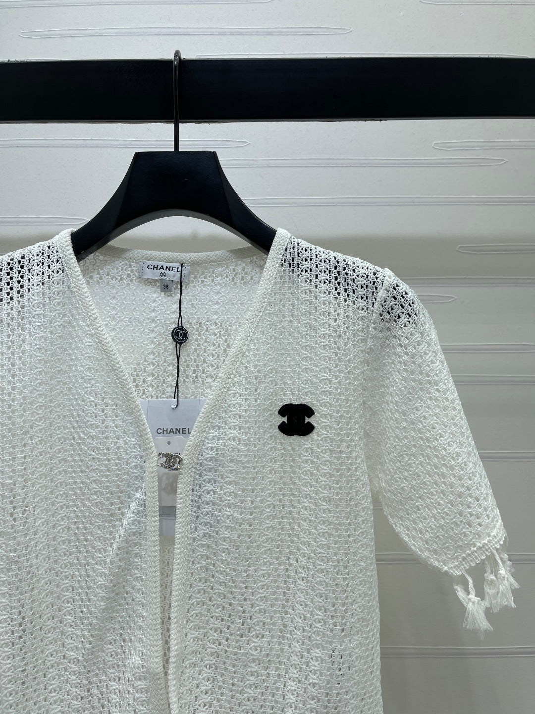 Chanel 2026 Crochet Knitted Cardigan Black and White Cotton