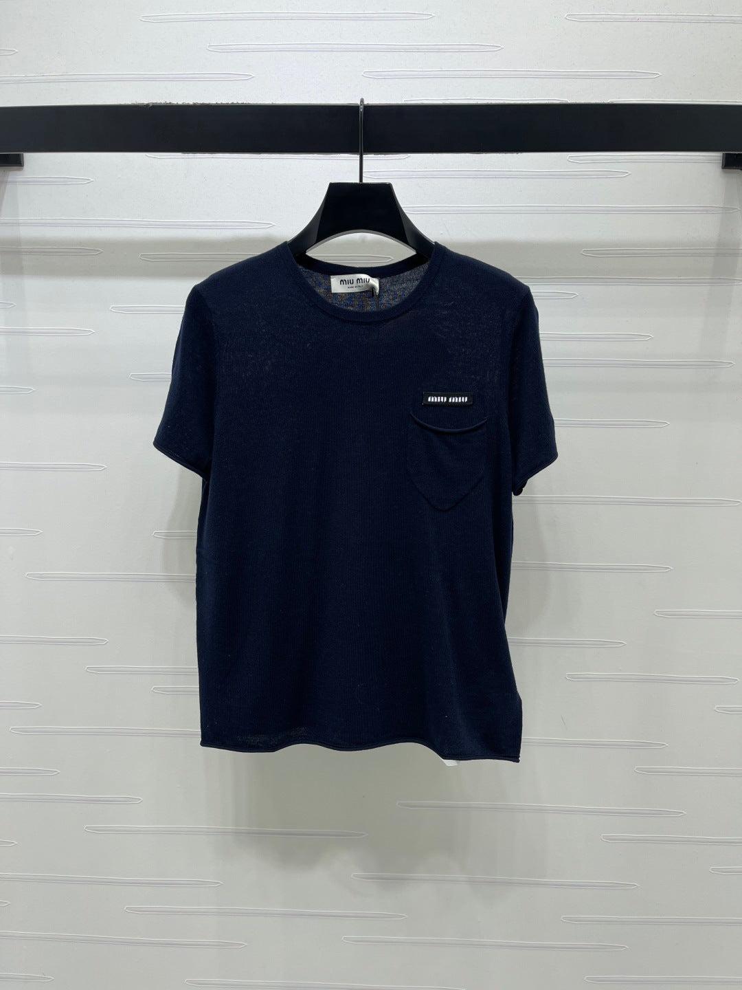 Miu Miu 2026 T-shirt Gray White Navy Blue Wool