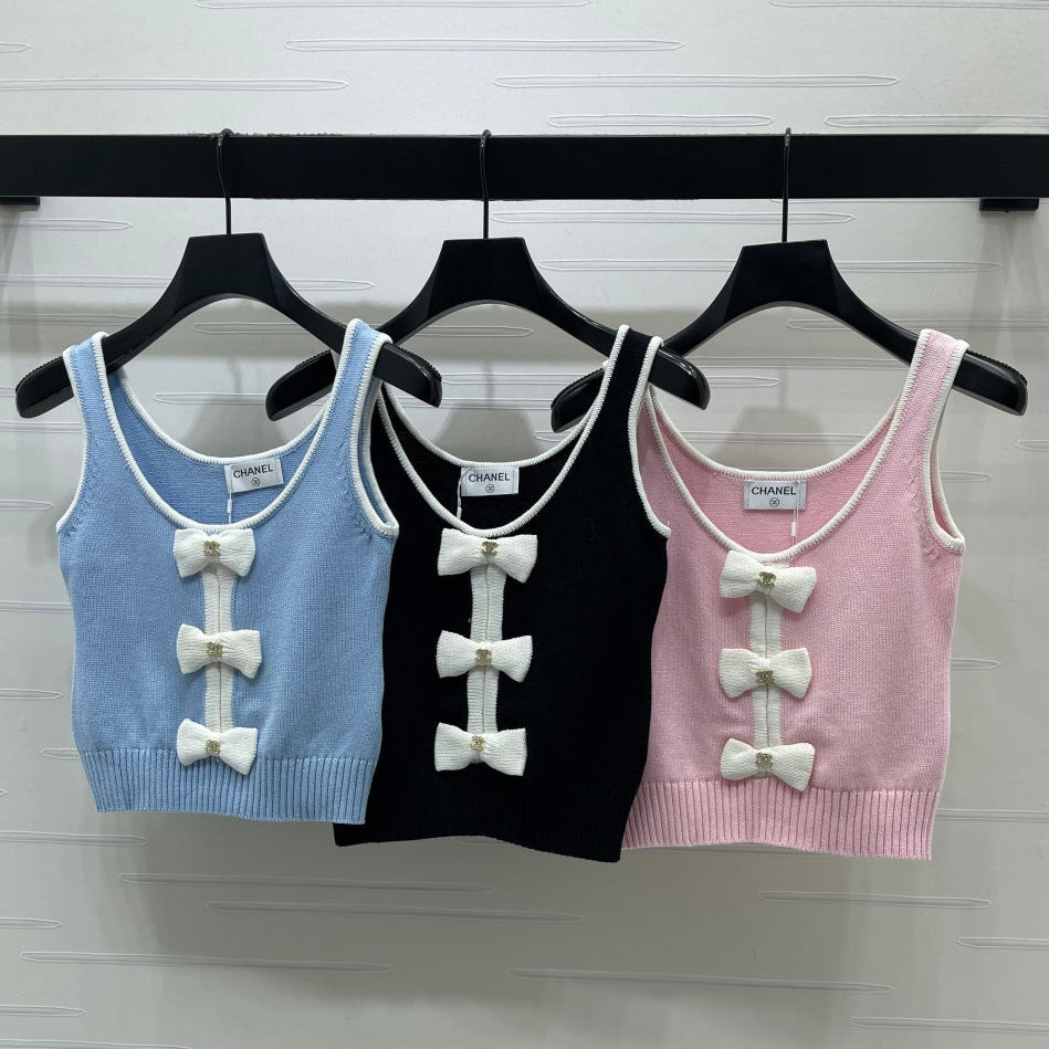 Chanel 2026 Knit Vest With Bow Embellishment Wool