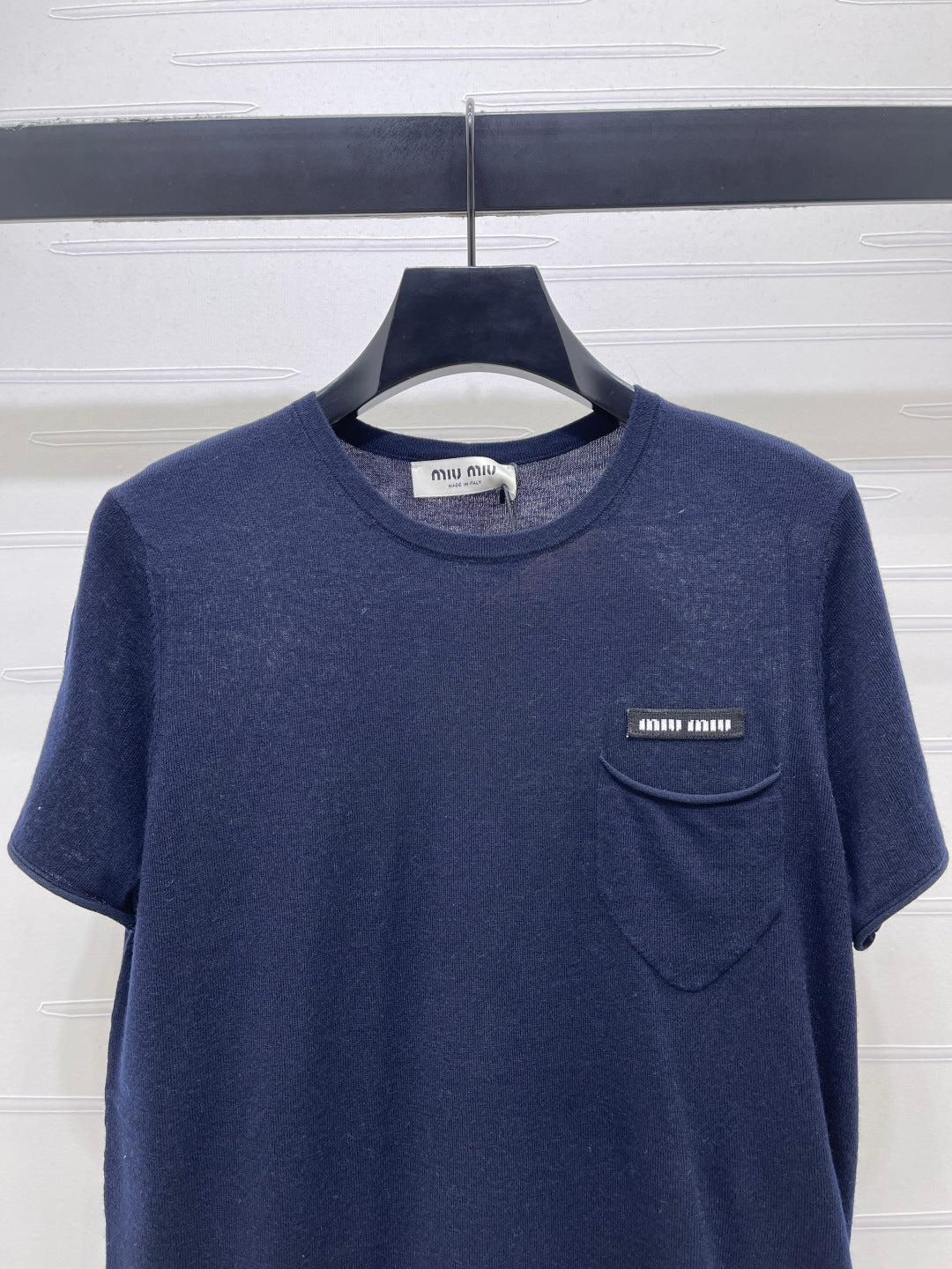 Miu Miu 2026 T-shirt Gray White Navy Blue Wool