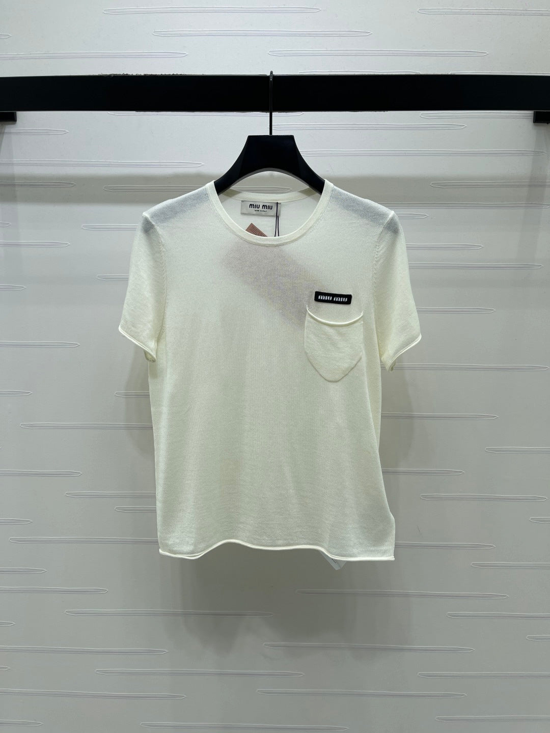 Miu Miu 2026 T-shirt Gray White Navy Blue Wool