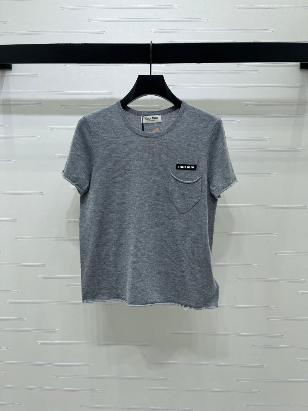 Miu Miu 2026 T-shirt Gray White Navy Blue Wool