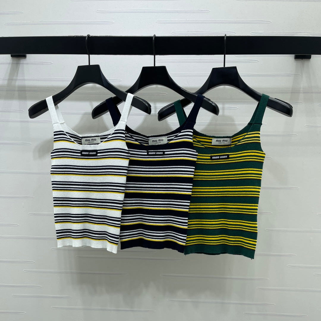 Miu Miu 2026 Striped Knit Tank Top Wool