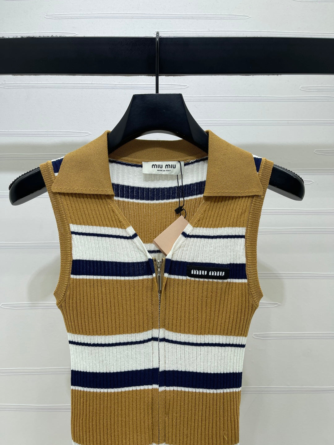 Miu Miu 2026 Striped Knit Vest Viscose Polyester