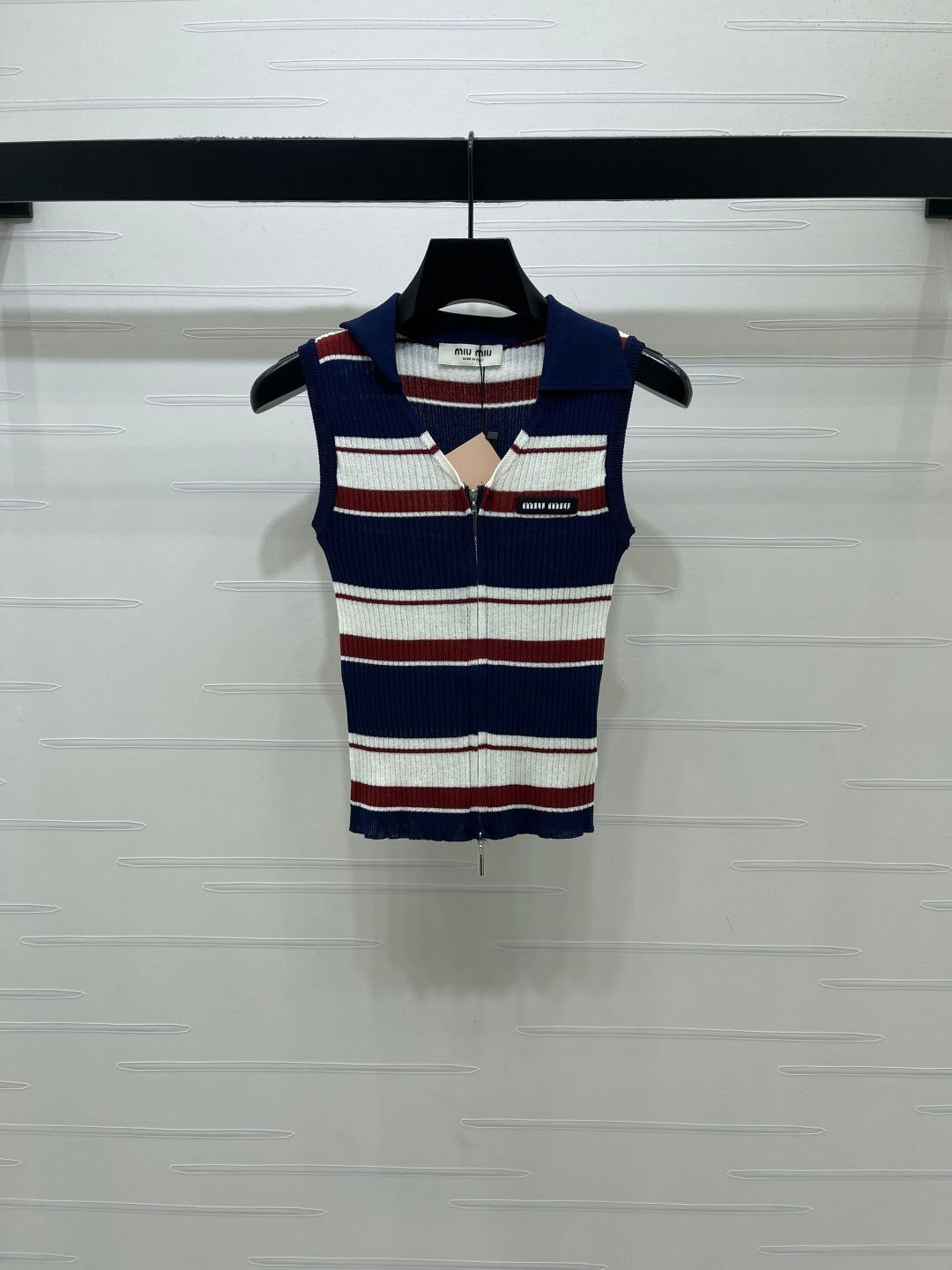 Miu Miu 2026 Striped Knit Vest Viscose Polyester
