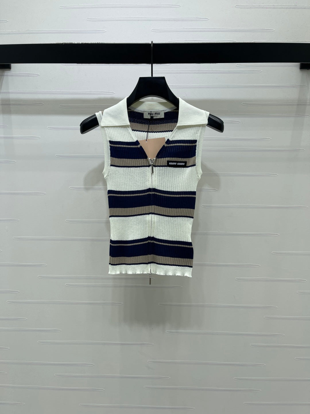 Miu Miu 2026 Striped Knit Vest Viscose Polyester